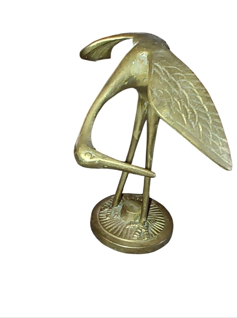 Vintage Mid Century Modern Brass Heron/Crane Table Accent Sculpture Gold Tone